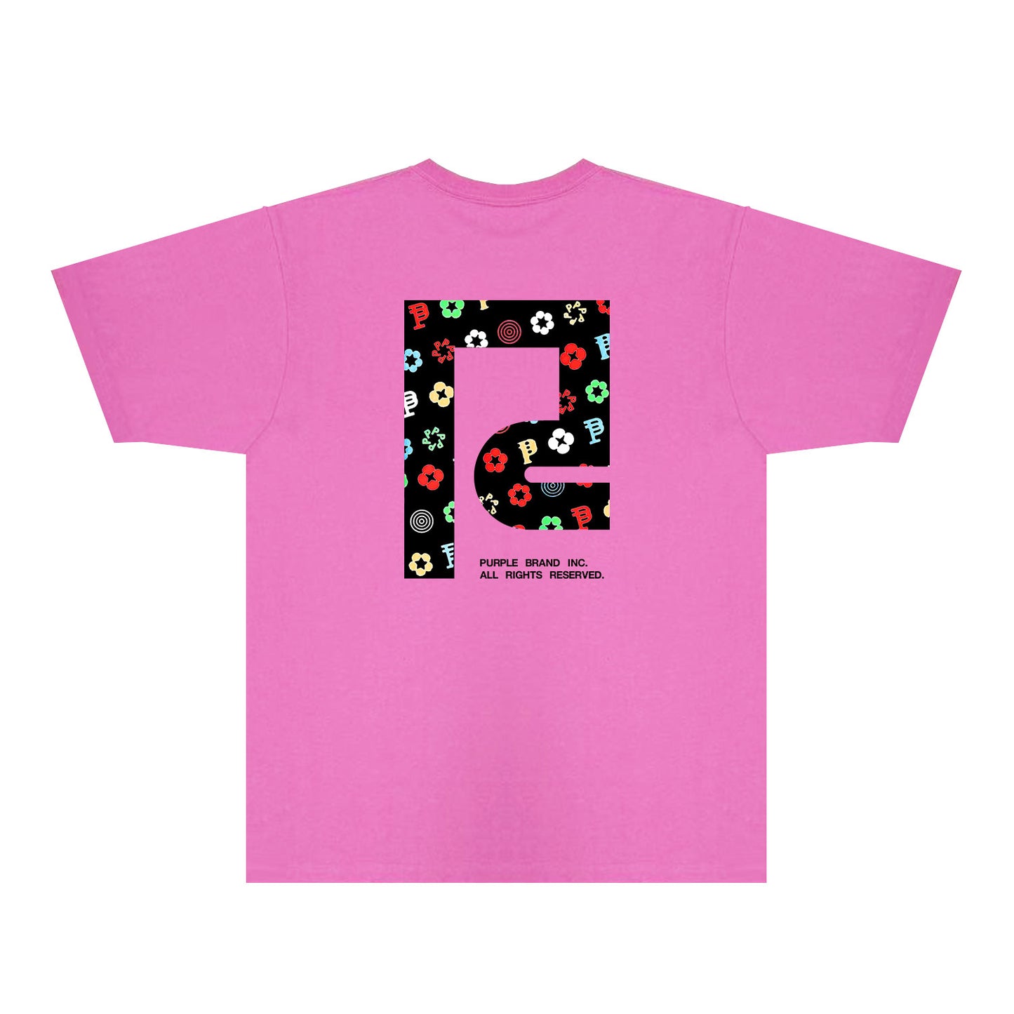 Purple Patterned Color Flower Graphic T-Shirt Short Sleeve Casual Streetwear Tee PUR111