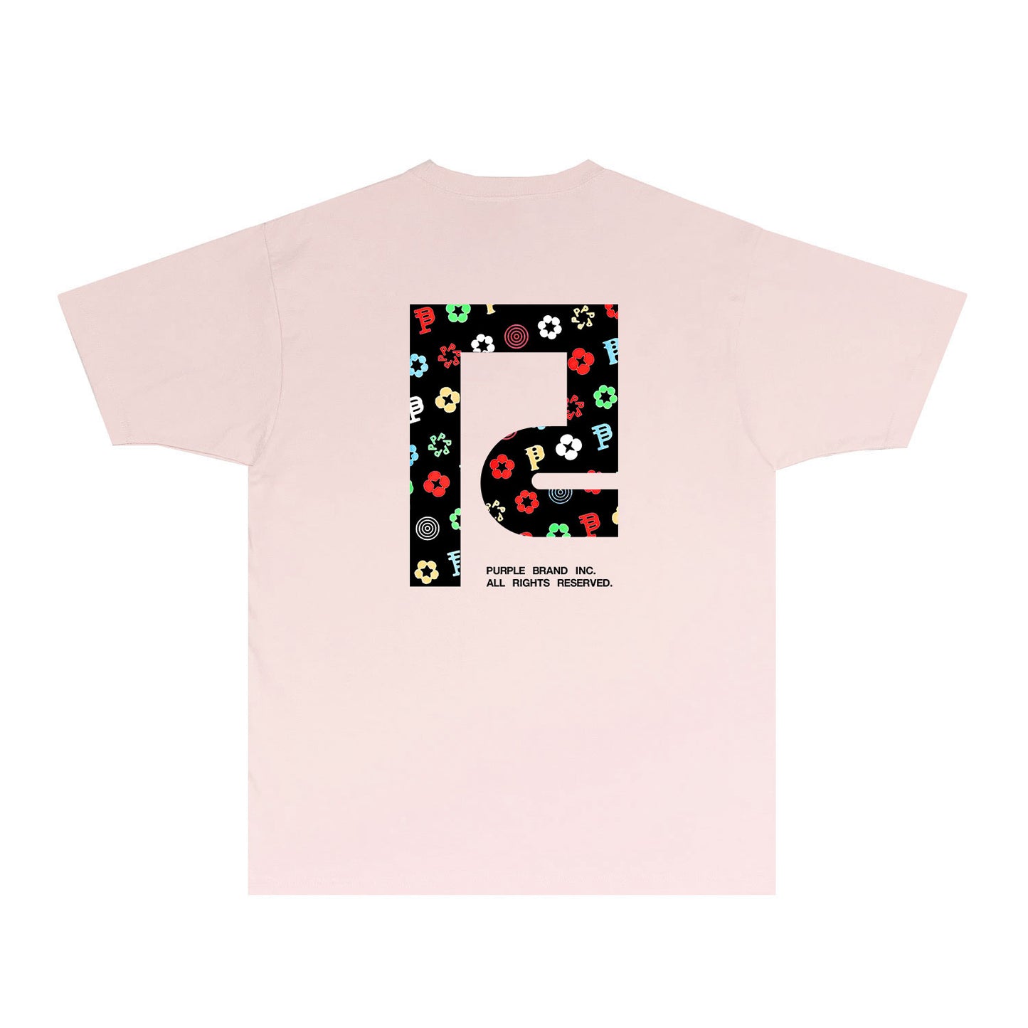Purple Patterned Color Flower Graphic T-Shirt Short Sleeve Casual Streetwear Tee PUR111