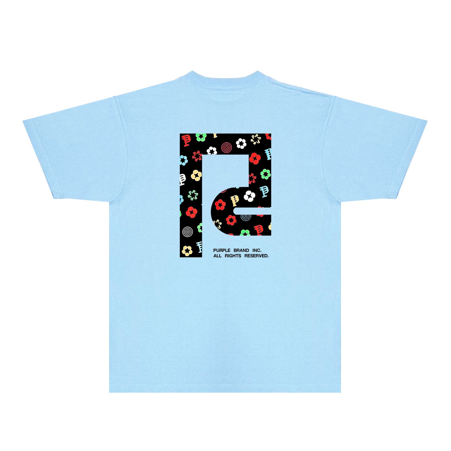 Purple Patterned Color Flower Graphic T-Shirt Short Sleeve Casual Streetwear Tee PUR111