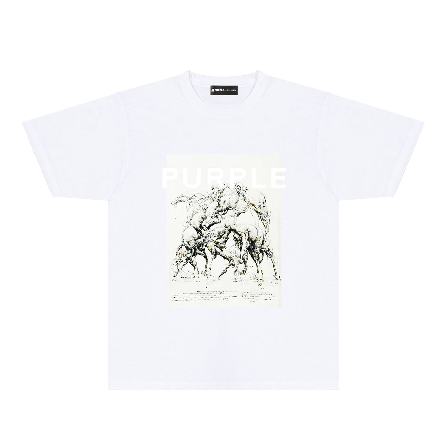 Purple Distorted Horse Graphic T-Shirt Short Sleeve Casual Streetwear Tee PUR112