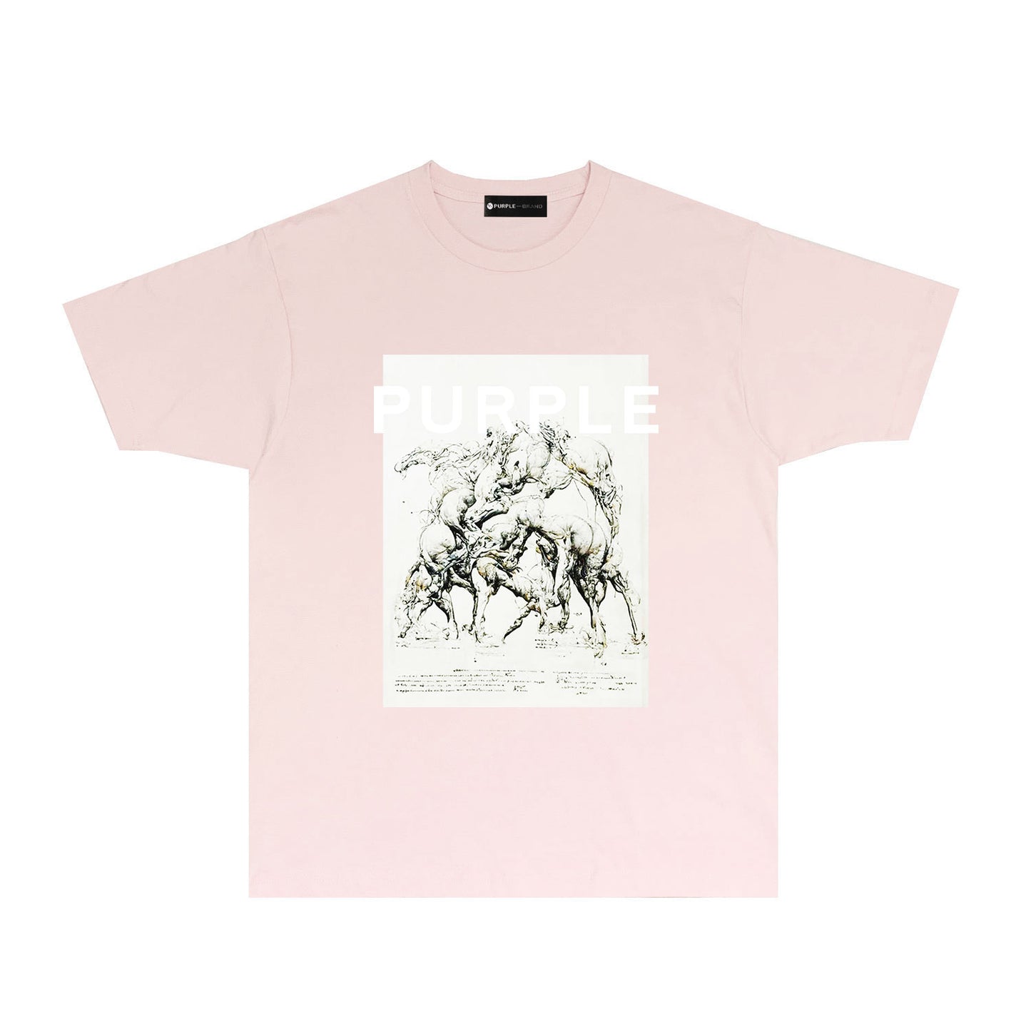 Purple Distorted Horse Graphic T-Shirt Short Sleeve Casual Streetwear Tee PUR112