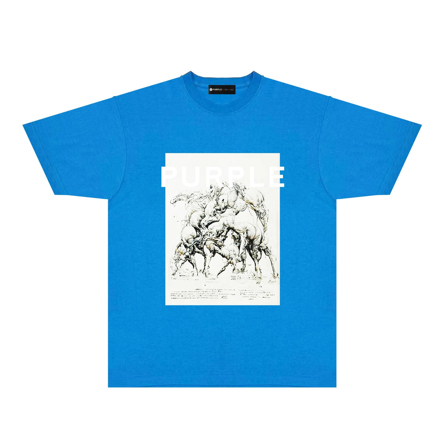 Purple Distorted Horse Graphic T-Shirt Short Sleeve Casual Streetwear Tee PUR112