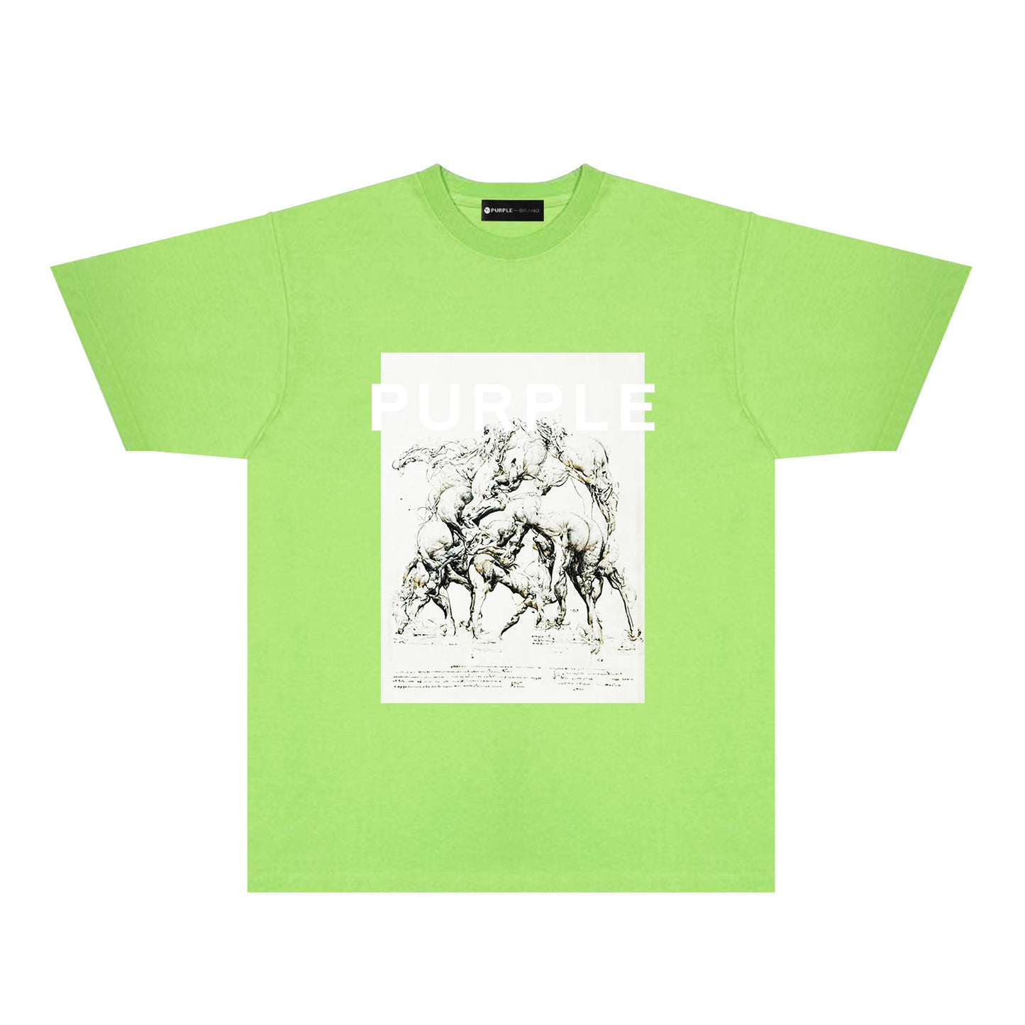Purple Distorted Horse Graphic T-Shirt Short Sleeve Casual Streetwear Tee PUR112