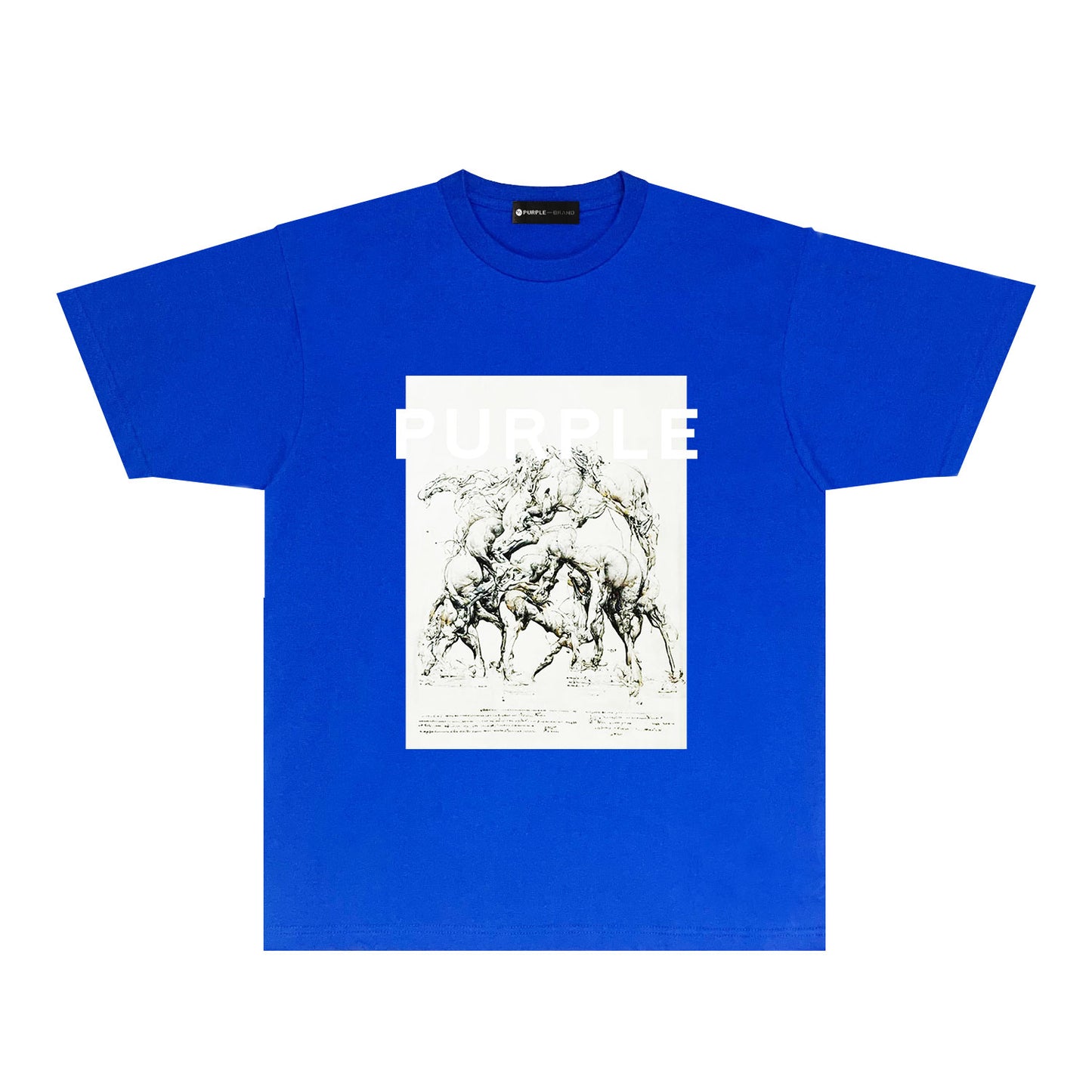 Purple Distorted Horse Graphic T-Shirt Short Sleeve Casual Streetwear Tee PUR112