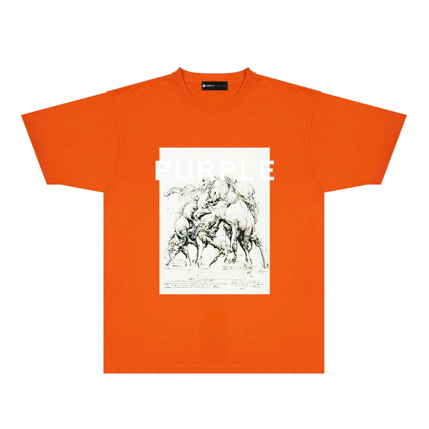 Purple Distorted Horse Graphic T-Shirt Short Sleeve Casual Streetwear Tee PUR112