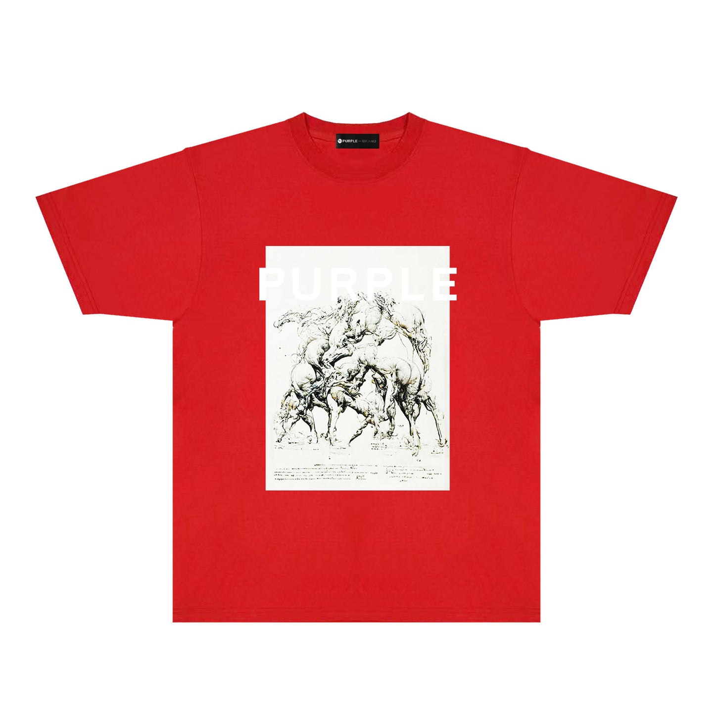 Purple Distorted Horse Graphic T-Shirt Short Sleeve Casual Streetwear Tee PUR112