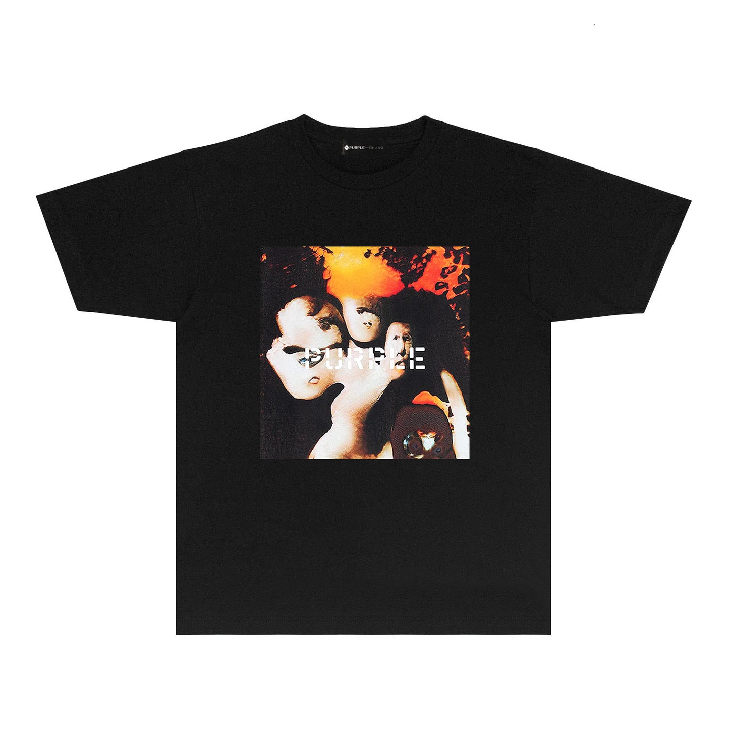 Purple Abstract Broken Letter Graphic T-Shirt Short Sleeve Casual Streetwear Tee PUR113