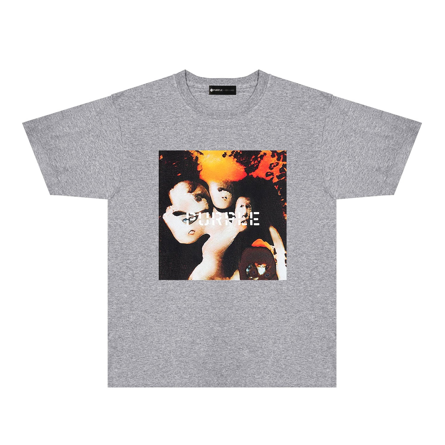Purple Abstract Broken Letter Graphic T-Shirt Short Sleeve Casual Streetwear Tee PUR113