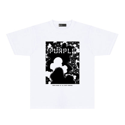 Purple Abstract Ink Splash Graphic T-Shirt Short Sleeve Casual Streetwear Tee PUR114