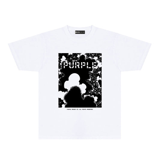 Purple Abstract Ink Splash Graphic T-Shirt Short Sleeve Casual Streetwear Tee PUR114