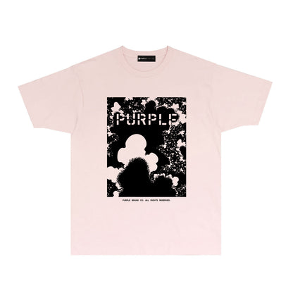 Purple Abstract Ink Splash Graphic T-Shirt Short Sleeve Casual Streetwear Tee PUR114