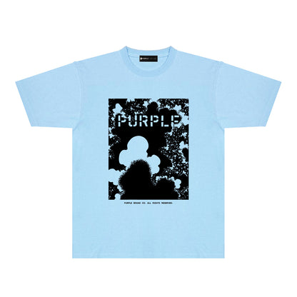 Purple Abstract Ink Splash Graphic T-Shirt Short Sleeve Casual Streetwear Tee PUR114