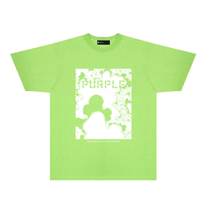 Purple Abstract Ink Splash Graphic T-Shirt Short Sleeve Casual Streetwear Tee PUR114