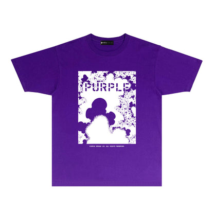 Purple Abstract Ink Splash Graphic T-Shirt Short Sleeve Casual Streetwear Tee PUR114