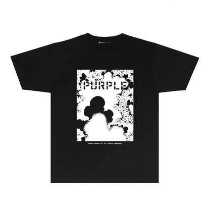 Purple Abstract Ink Splash Graphic T-Shirt Short Sleeve Casual Streetwear Tee PUR114