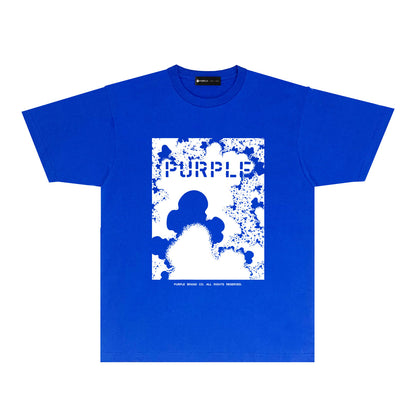 Purple Abstract Ink Splash Graphic T-Shirt Short Sleeve Casual Streetwear Tee PUR114
