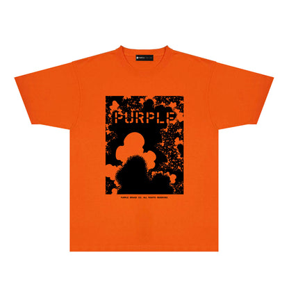Purple Abstract Ink Splash Graphic T-Shirt Short Sleeve Casual Streetwear Tee PUR114