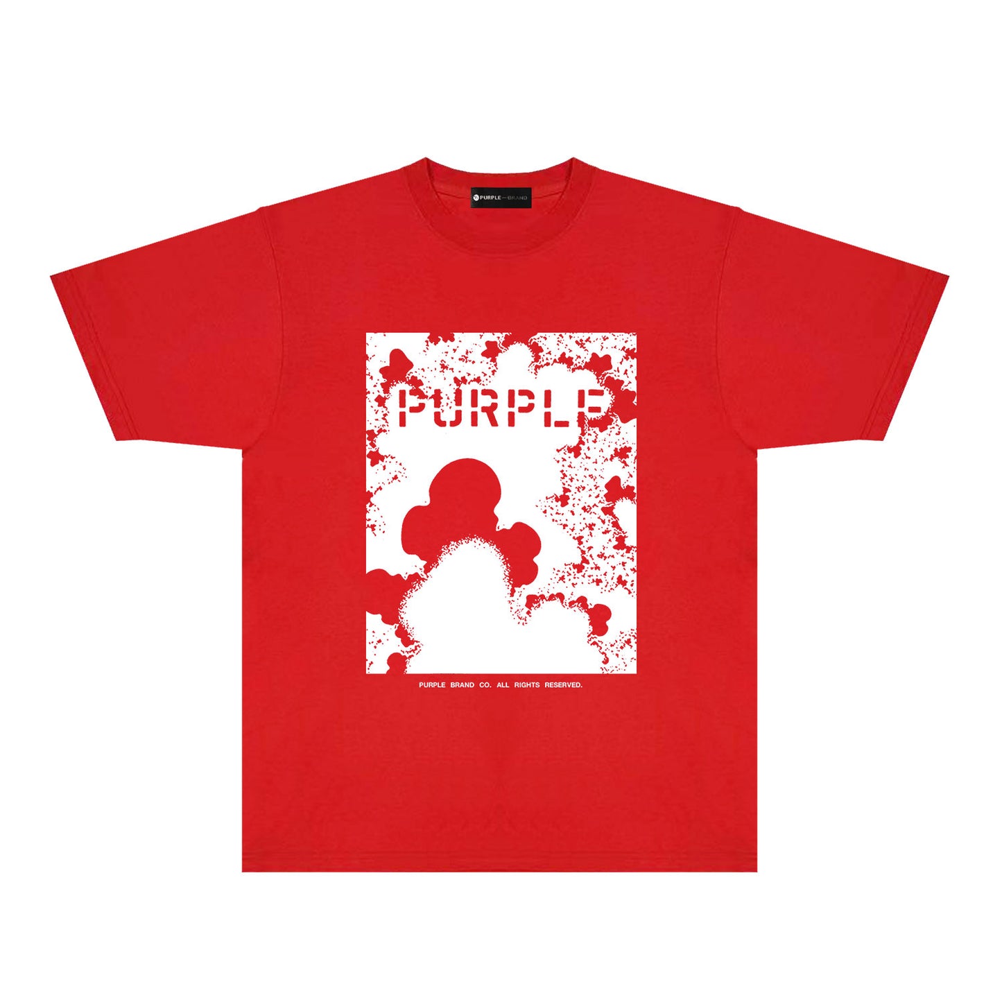 Purple Abstract Ink Splash Graphic T-Shirt Short Sleeve Casual Streetwear Tee PUR114