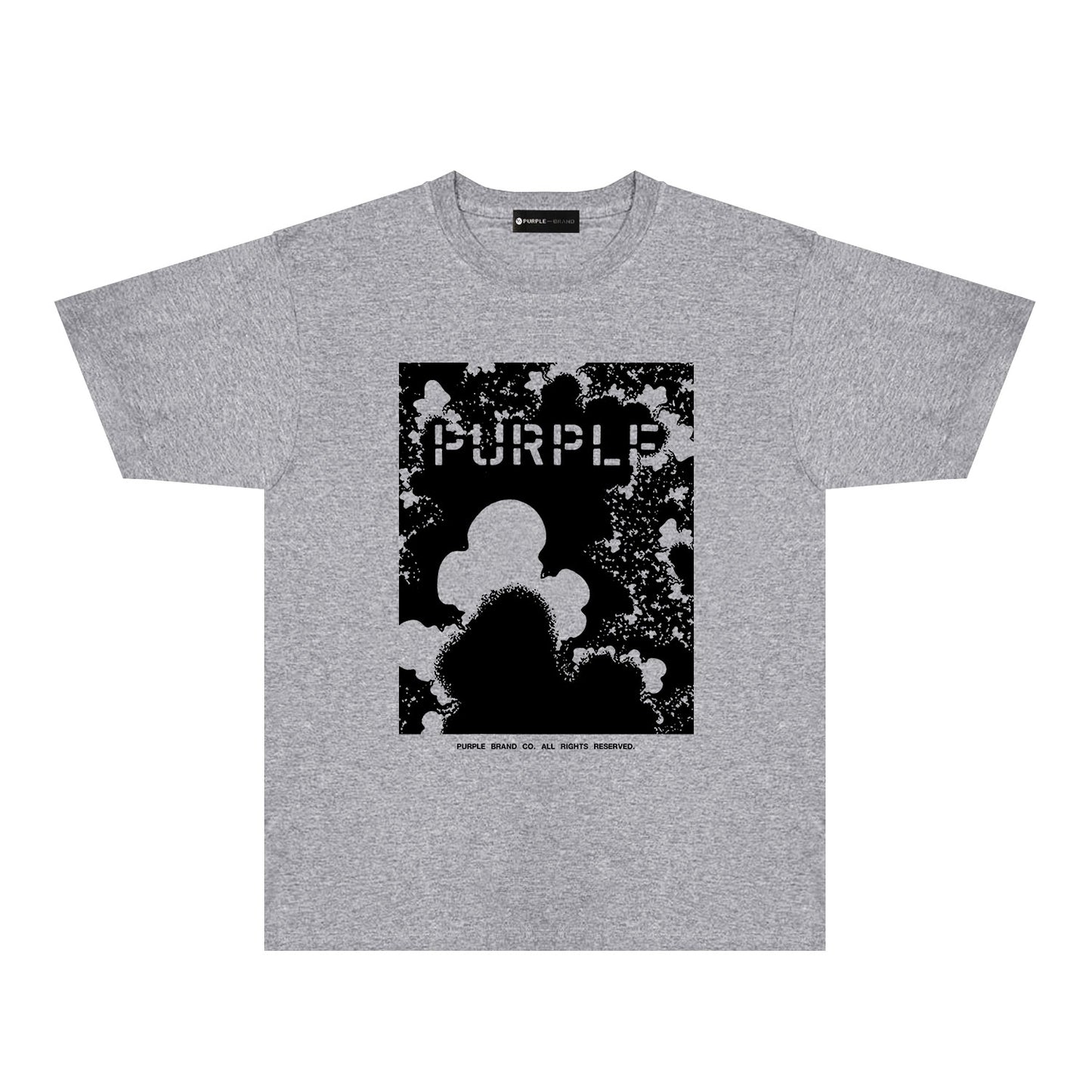 Purple Abstract Ink Splash Graphic T-Shirt Short Sleeve Casual Streetwear Tee PUR114
