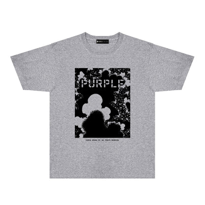 Purple Abstract Ink Splash Graphic T-Shirt Short Sleeve Casual Streetwear Tee PUR114