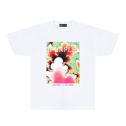 Purple Colorful Ink Splash Graphic T-Shirt Short Sleeve Casual Streetwear Tee PUR115