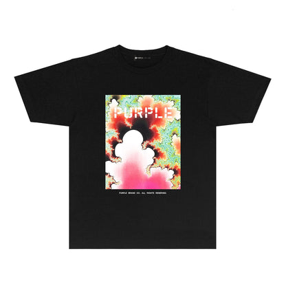 Purple Colorful Ink Splash Graphic T-Shirt Short Sleeve Casual Streetwear Tee PUR115