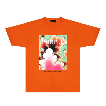 Purple Colorful Ink Splash Graphic T-Shirt Short Sleeve Casual Streetwear Tee PUR115