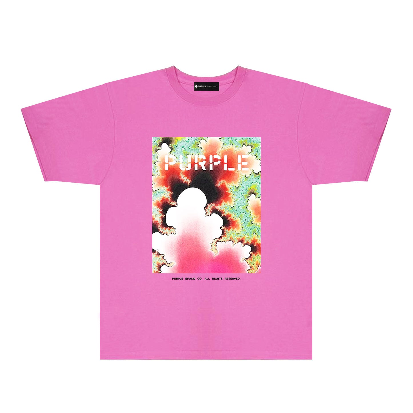 Purple Colorful Ink Splash Graphic T-Shirt Short Sleeve Casual Streetwear Tee PUR115