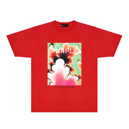 Purple Colorful Ink Splash Graphic T-Shirt Short Sleeve Casual Streetwear Tee PUR115