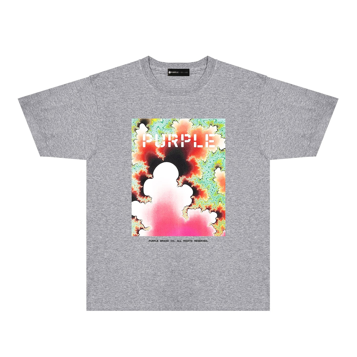 Purple Colorful Ink Splash Graphic T-Shirt Short Sleeve Casual Streetwear Tee PUR115