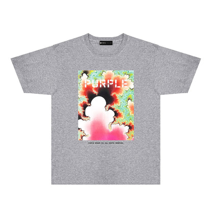 Purple Colorful Ink Splash Graphic T-Shirt Short Sleeve Casual Streetwear Tee PUR115