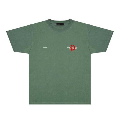 Purple Red Sanskrit Letter Graphic T-Shirt Short Sleeve Casual Streetwear Tee PUR117