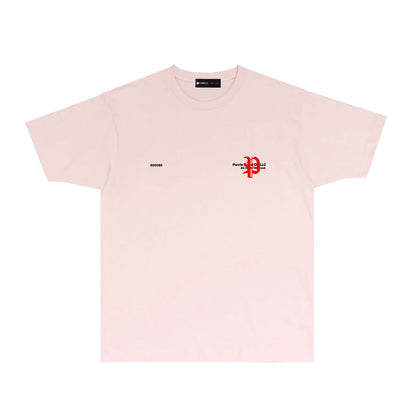 Purple Red Sanskrit Letter Graphic T-Shirt Short Sleeve Casual Streetwear Tee PUR117