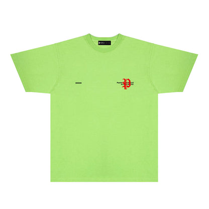 Purple Red Sanskrit Letter Graphic T-Shirt Short Sleeve Casual Streetwear Tee PUR117