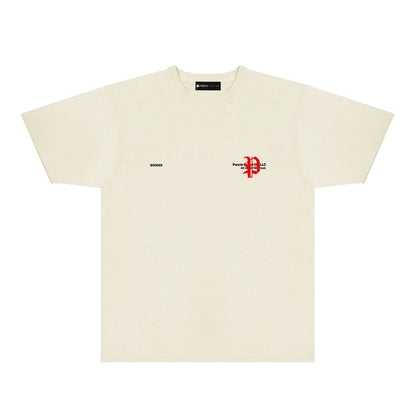 Purple Red Sanskrit Letter Graphic T-Shirt Short Sleeve Casual Streetwear Tee PUR117
