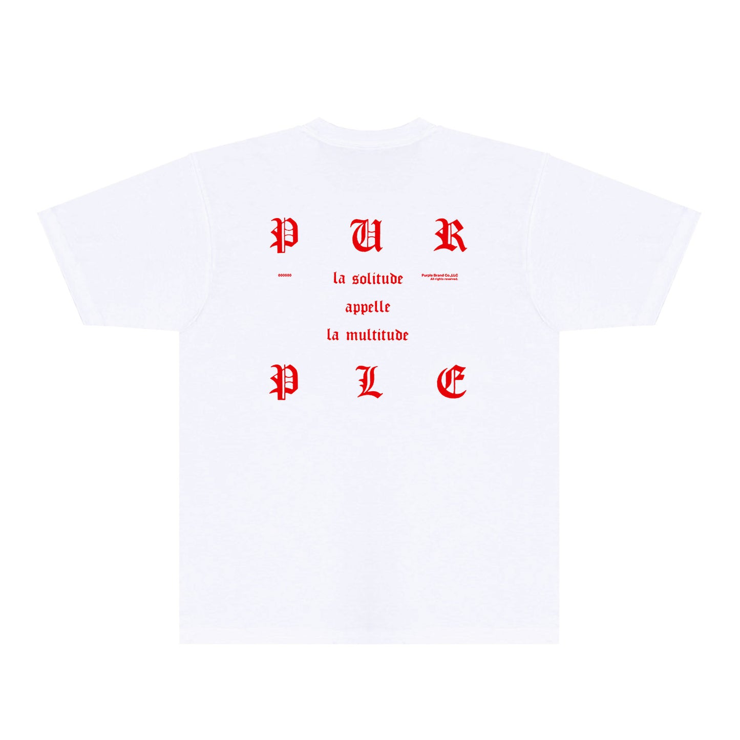 Purple Red Sanskrit Letter Graphic T-Shirt Short Sleeve Casual Streetwear Tee PUR117