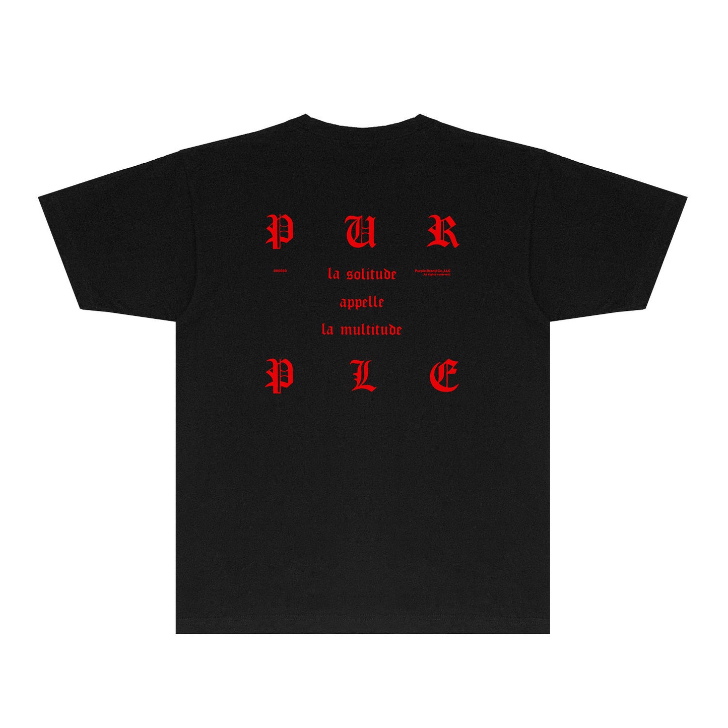 Purple Red Sanskrit Letter Graphic T-Shirt Short Sleeve Casual Streetwear Tee PUR117