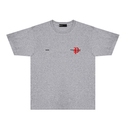 Purple Red Sanskrit Letter Graphic T-Shirt Short Sleeve Casual Streetwear Tee PUR117