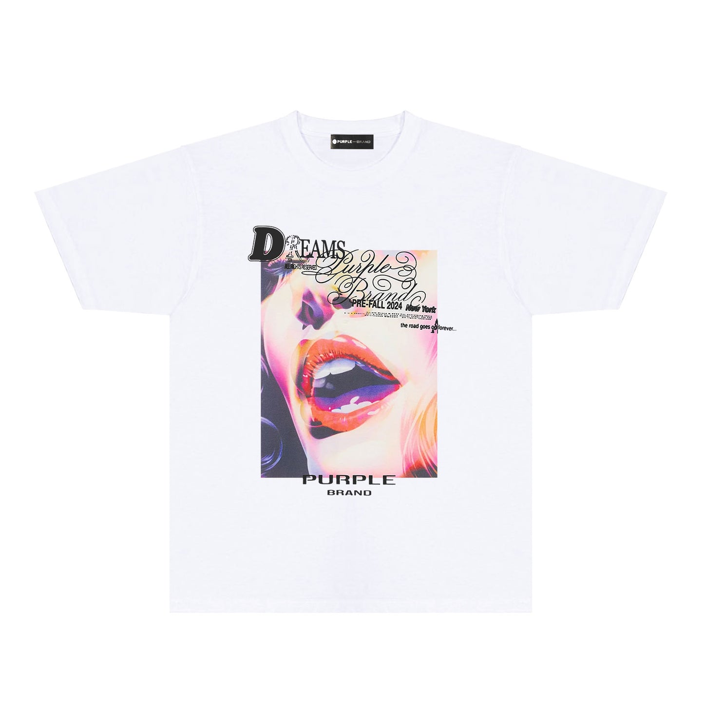 Purple Lips Graphic T-Shirt Short Sleeve Casual Streetwear Tee PUR118