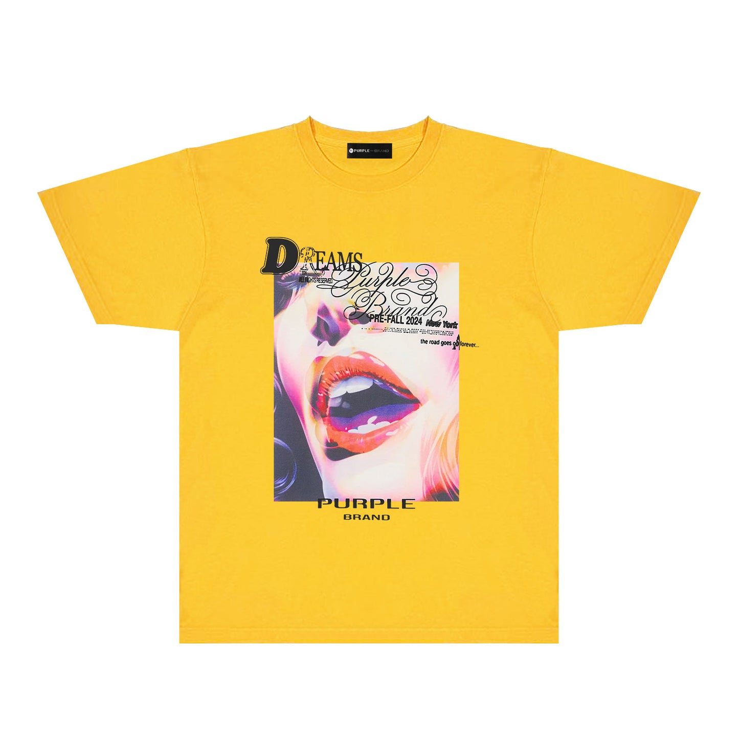 Purple Lips Graphic T-Shirt Short Sleeve Casual Streetwear Tee PUR118