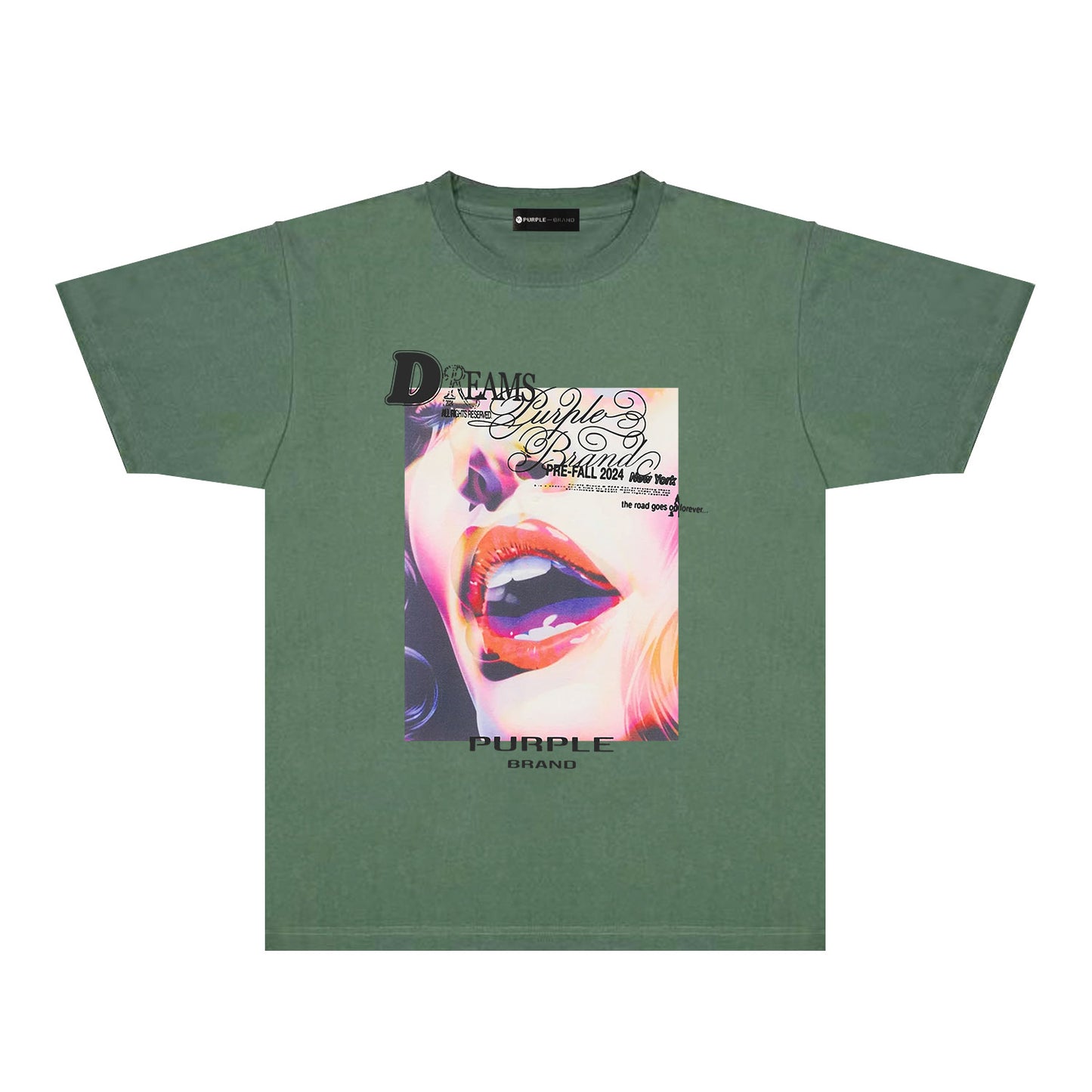 Purple Lips Graphic T-Shirt Short Sleeve Casual Streetwear Tee PUR118