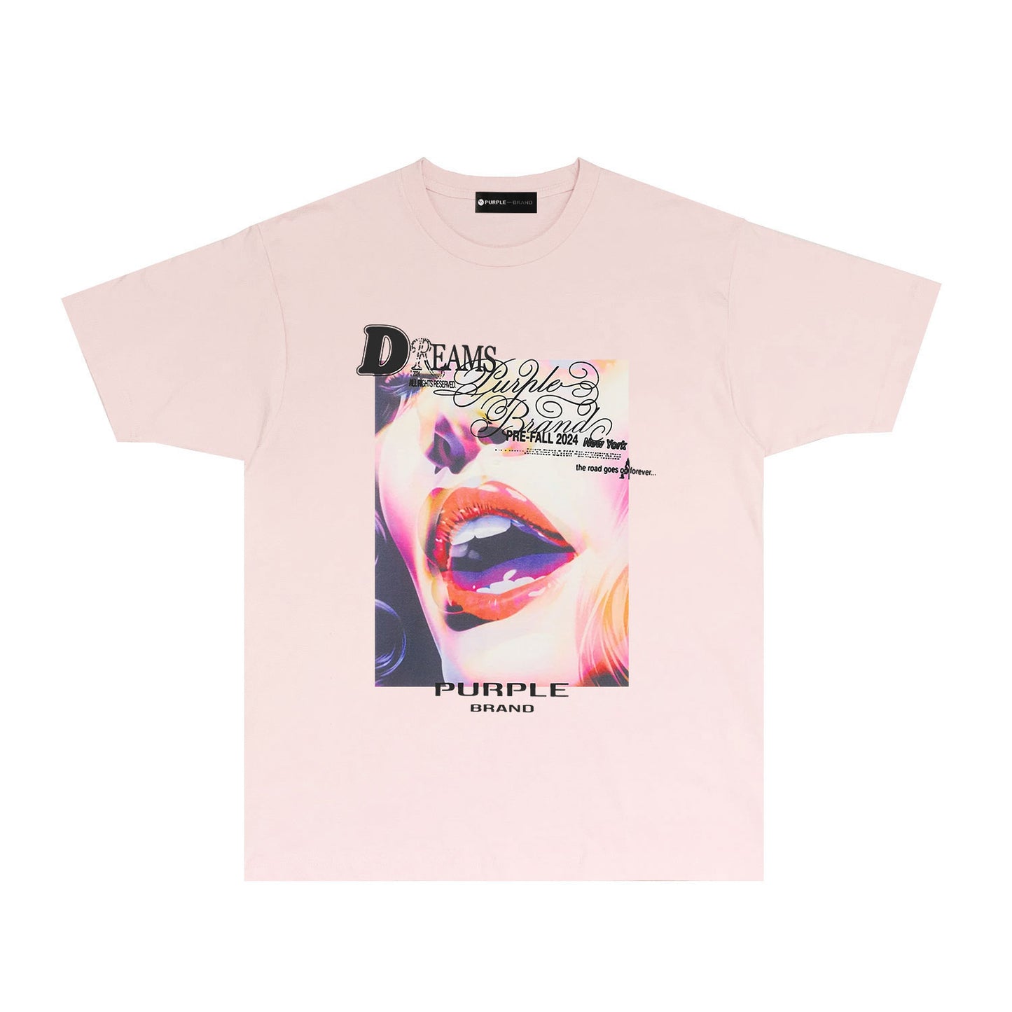 Purple Lips Graphic T-Shirt Short Sleeve Casual Streetwear Tee PUR118