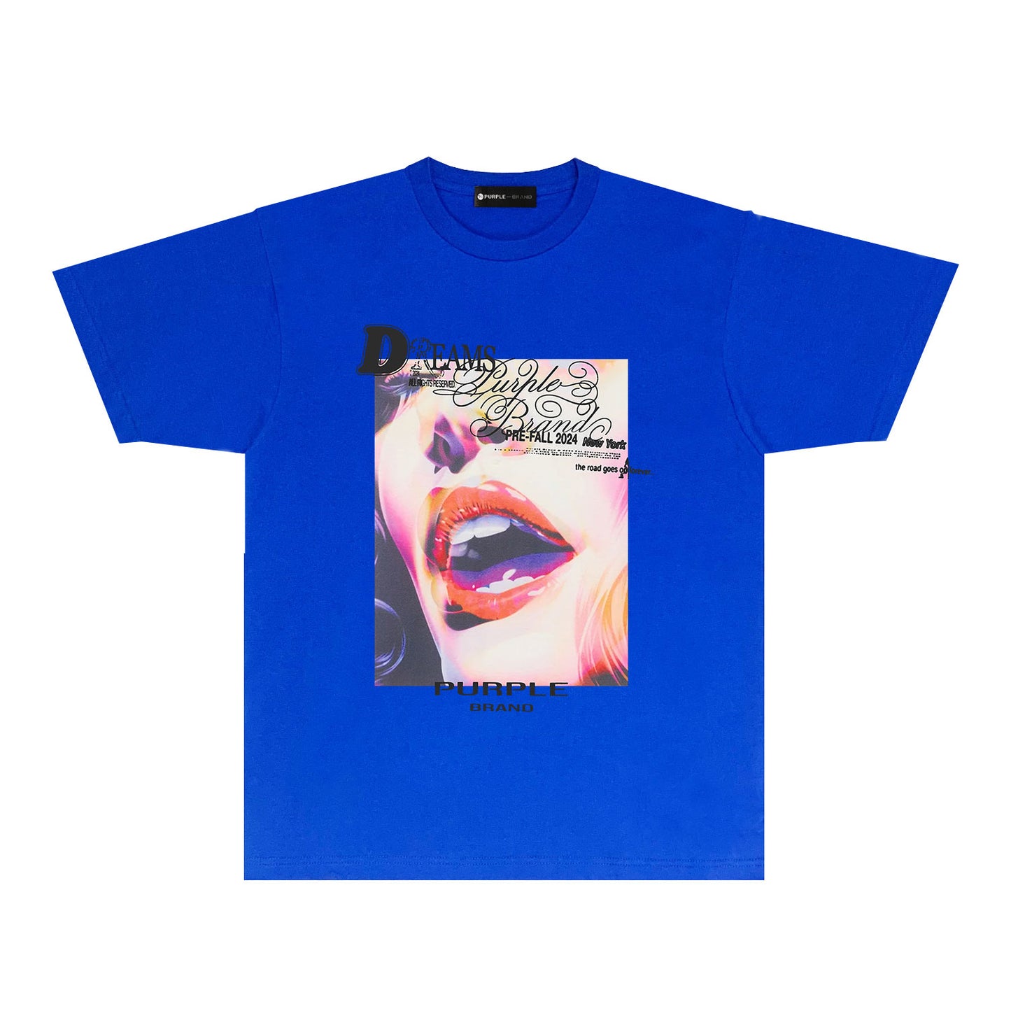 Purple Lips Graphic T-Shirt Short Sleeve Casual Streetwear Tee PUR118