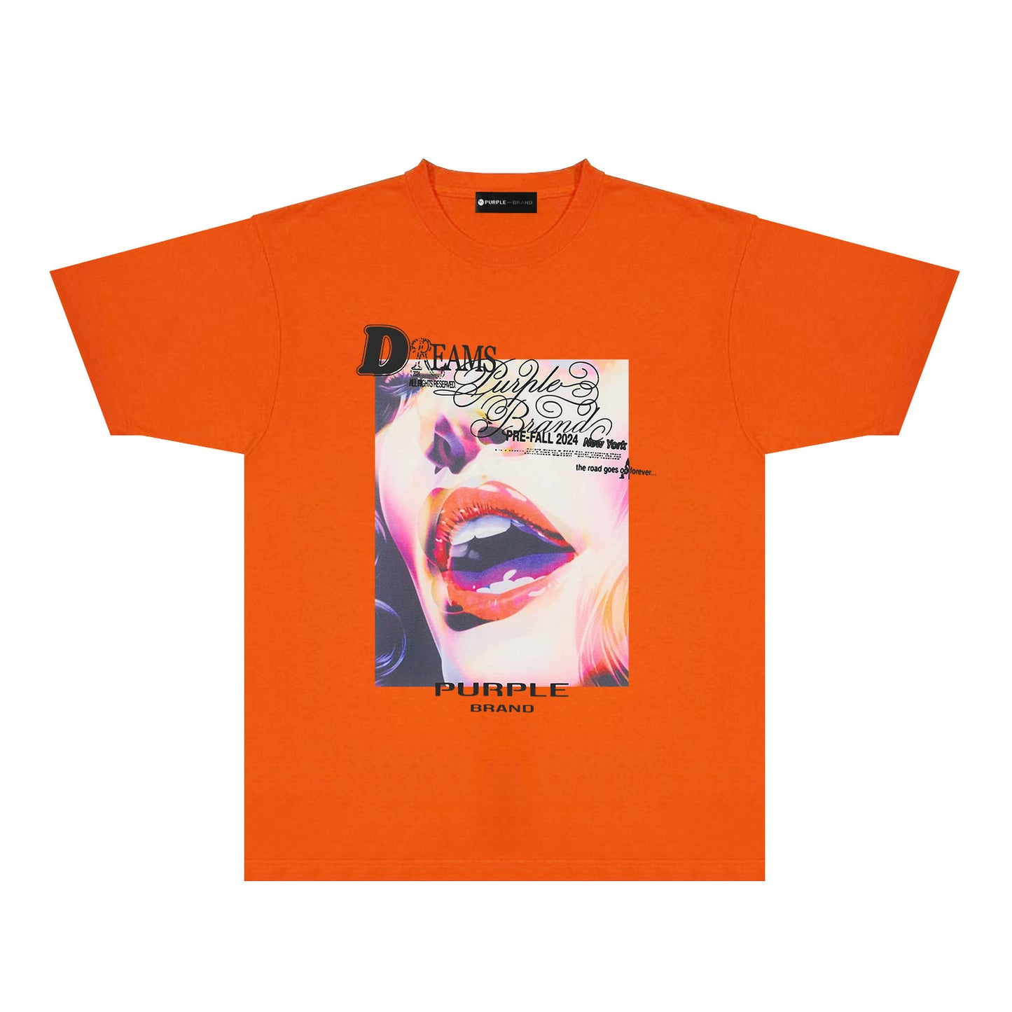 Purple Lips Graphic T-Shirt Short Sleeve Casual Streetwear Tee PUR118