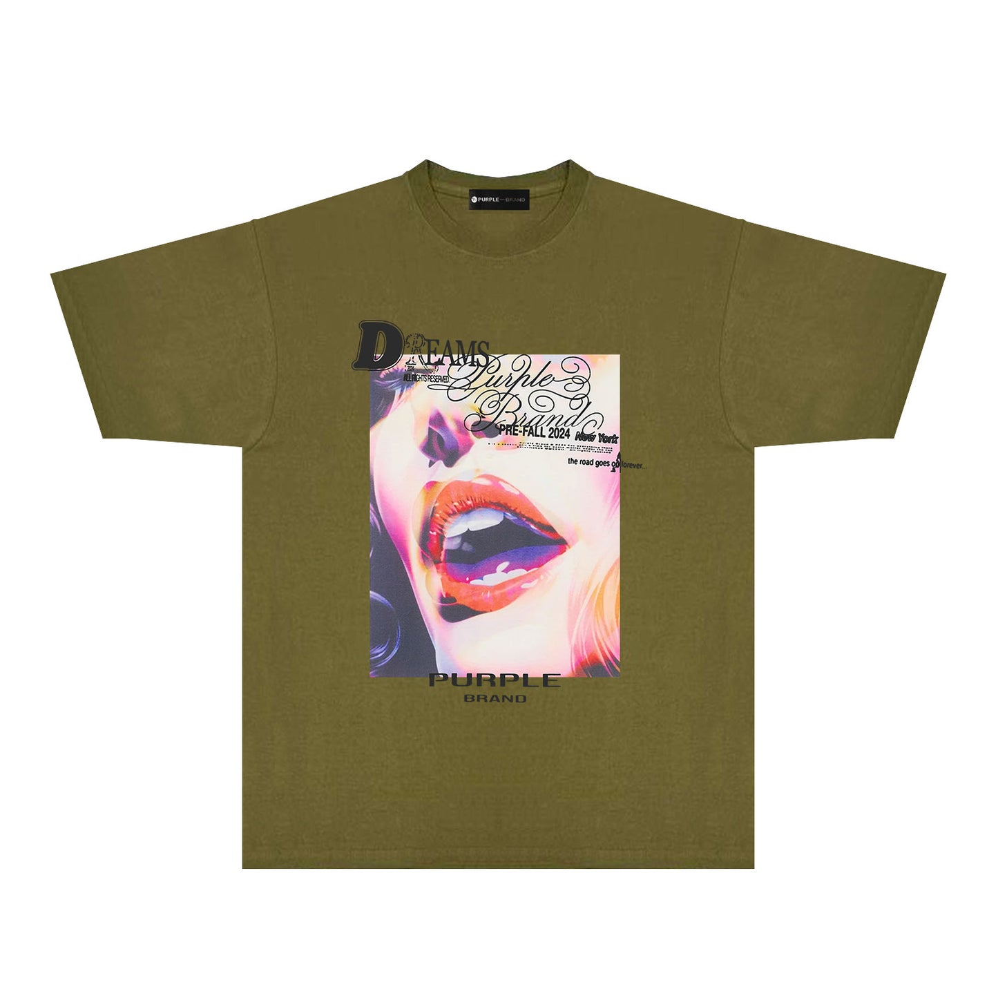 Purple Lips Graphic T-Shirt Short Sleeve Casual Streetwear Tee PUR118