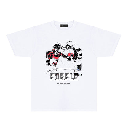 Purple Boxing Graphic T-Shirt Short Sleeve Casual Streetwear Tee PUR119