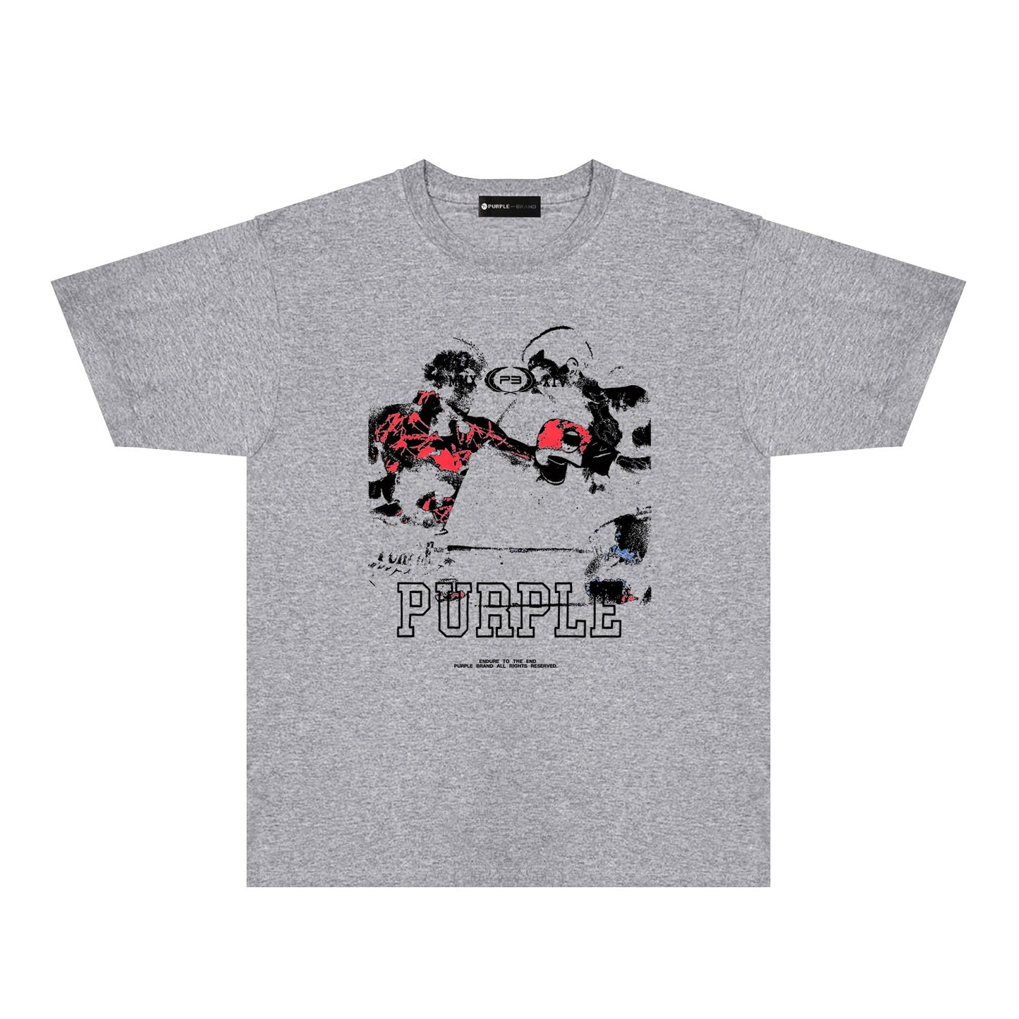 Purple Boxing Graphic T-Shirt Short Sleeve Casual Streetwear Tee PUR119