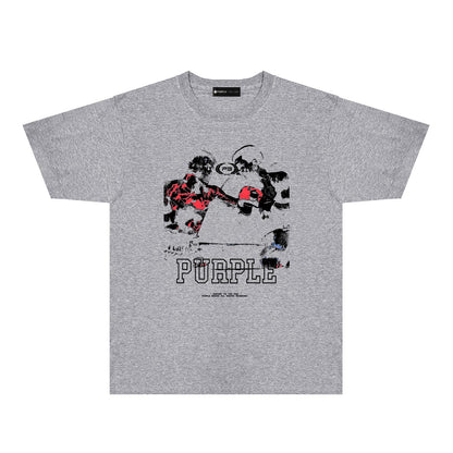Purple Boxing Graphic T-Shirt Short Sleeve Casual Streetwear Tee PUR119