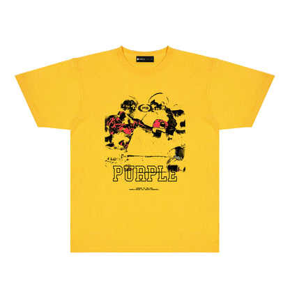 Purple Boxing Graphic T-Shirt Short Sleeve Casual Streetwear Tee PUR119