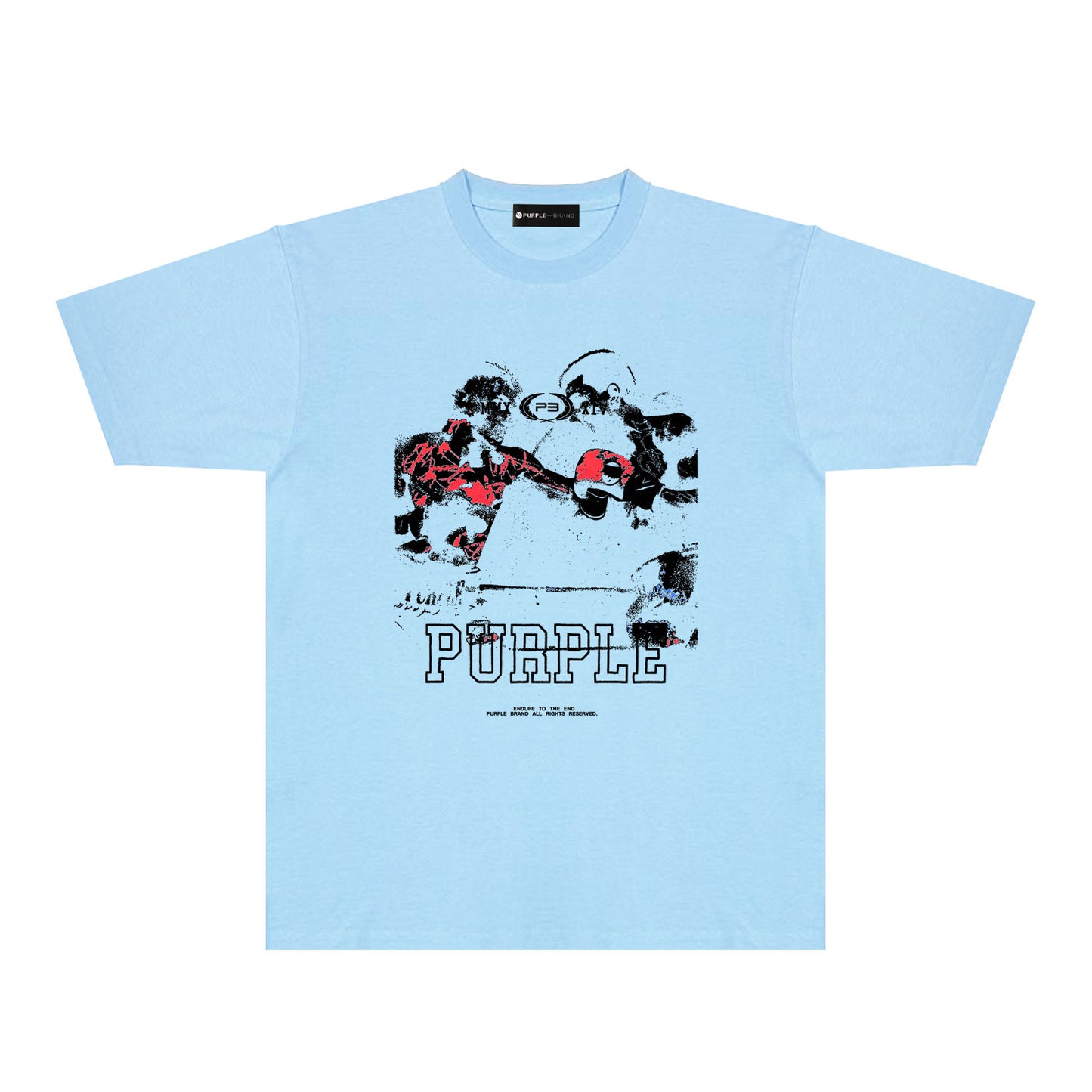 Purple Boxing Graphic T-Shirt Short Sleeve Casual Streetwear Tee PUR119